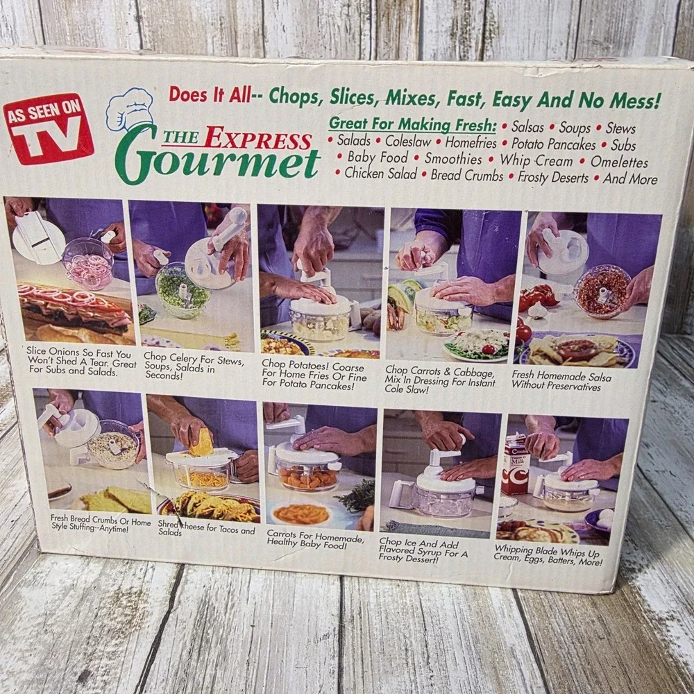 The Express Gourmet 16pc Manual Food Processor Chopper Slicer Seen On TV White